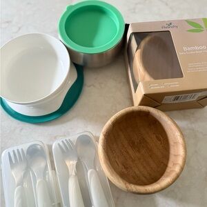 Avanchy Bamboo and Stainless Steel Baby Bowl Set, plus oxo travel items